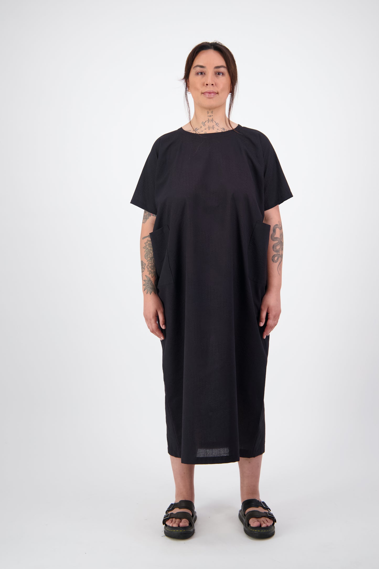 Mama Dress ~ Black Seersucker (PRE - ORDER)