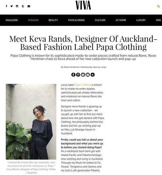 Viva: Get to know Papa Clothing's designer Keva Rands, 2019