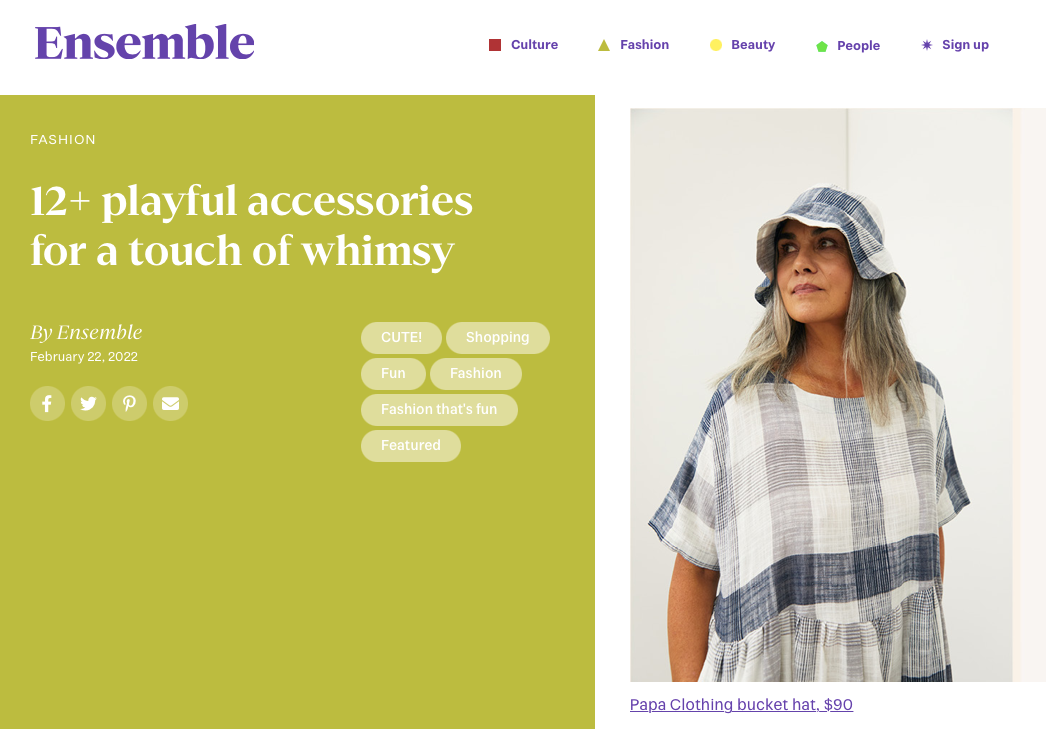 Ensemble Magazine: Papa Clothing Accessories featured