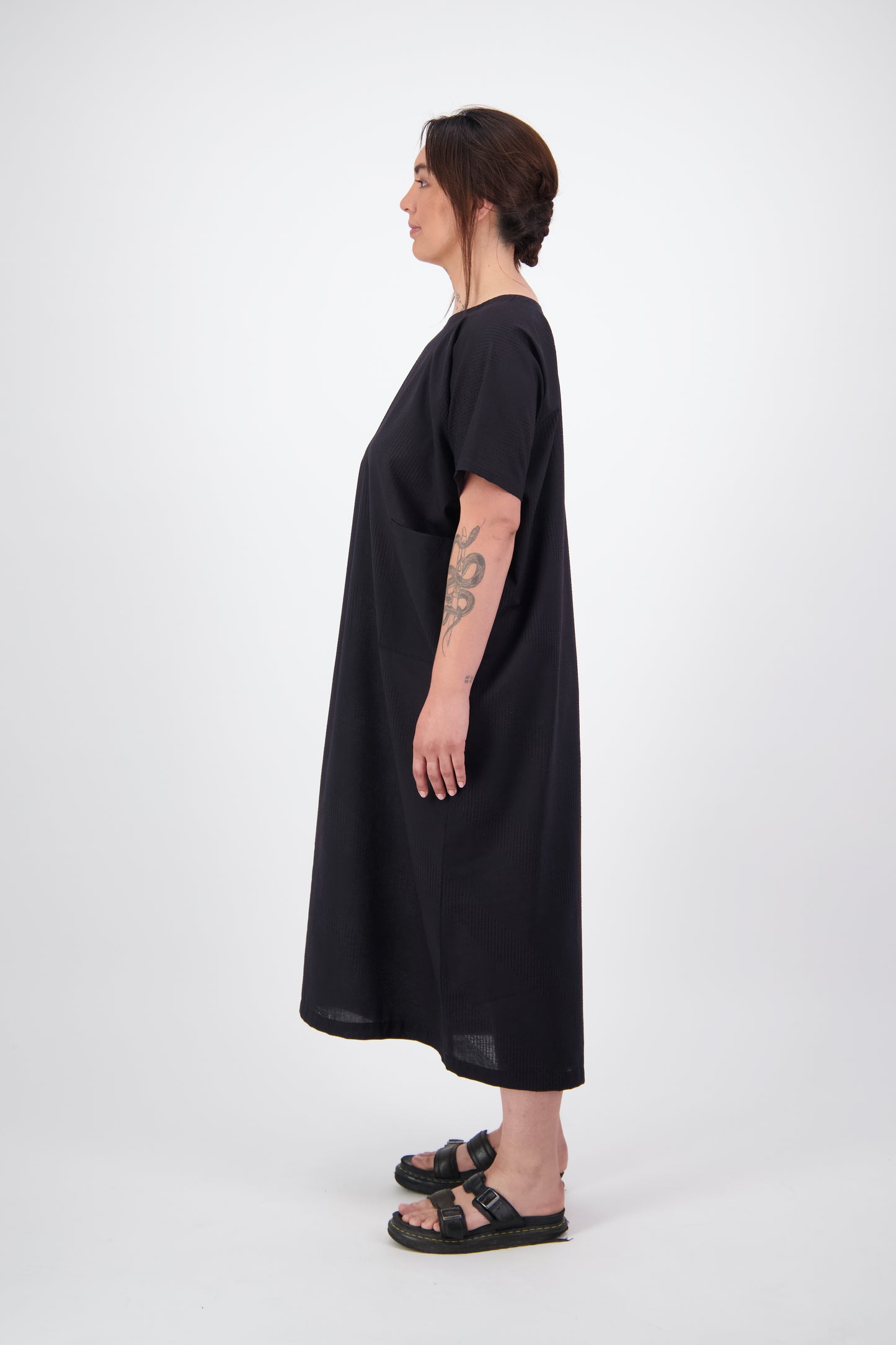 Mama Dress ~ Black Seersucker (PRE - ORDER)