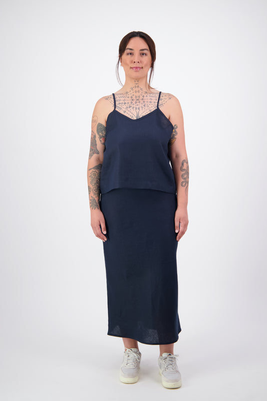 Florence Bias Skirt ~ Navy Linen (PRE - ORDER)
